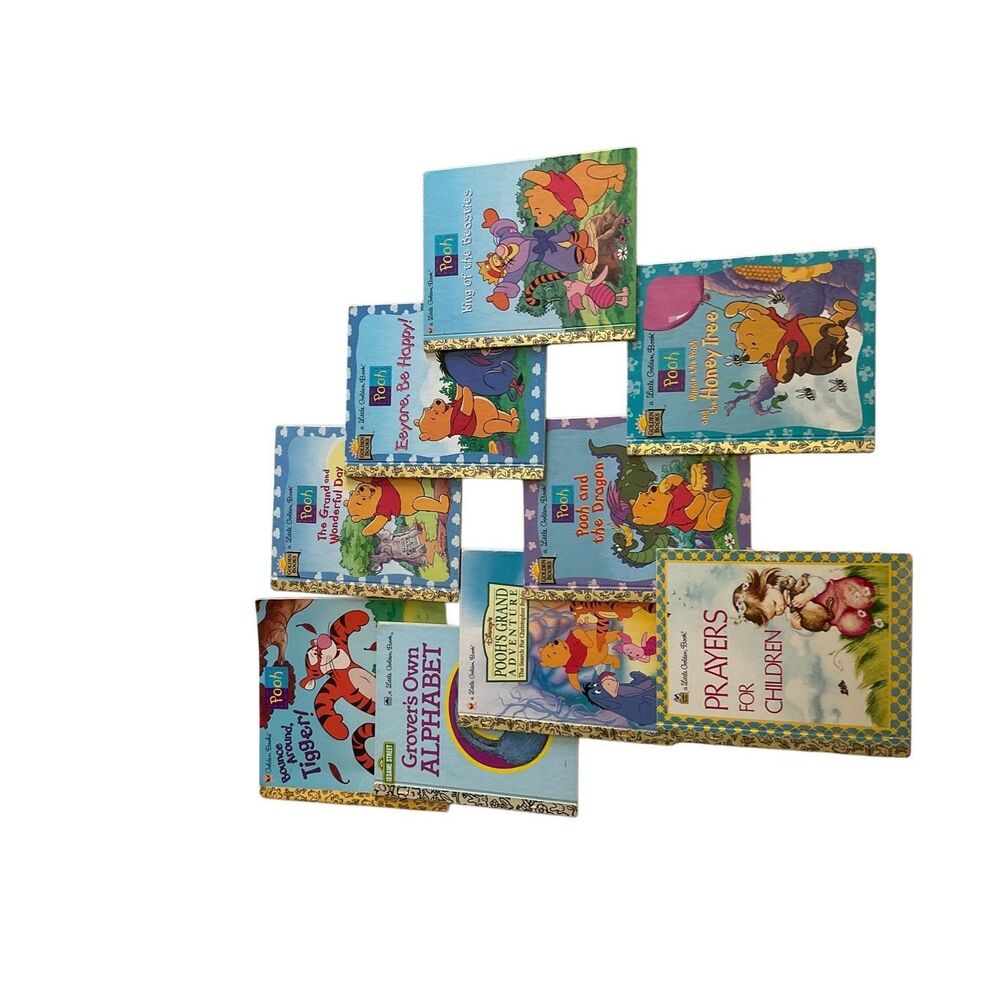 Lot of 9 Little Golden‎ Books Prayers Pooh Bear Tigger Dragon Grovers Alphabet